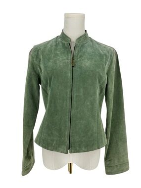 Chico's Green 100% Leather Jacket – Size 0 (US 4/Small) Flawed